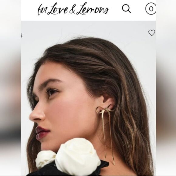New ANTHRO X FOR LOVE AND LEMONS Bow 18k gold plated Earrings - Picture 8 of 8